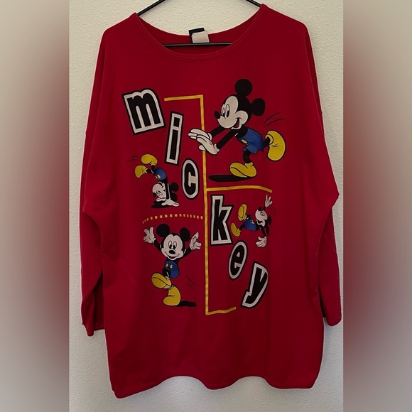Mickey Mouse Vintage Paper Tag Rare Disney USA 2X Plus Red Womens Shirt Resort - Picture 1 of 15